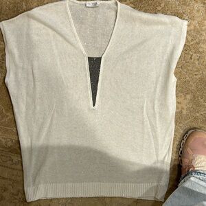 Brunello Cucinelli cap sleeve linen sweater/top